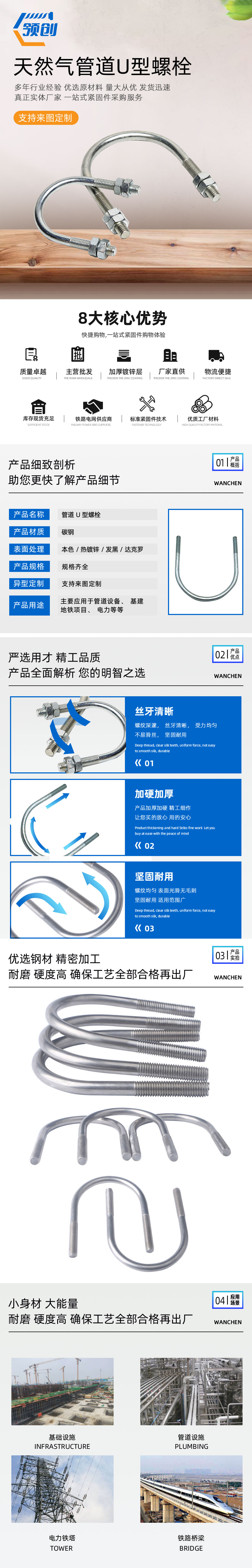 天然氣管道U型螺栓，U型螺栓